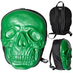 Skull Backpack Green Goth Fashion Bag